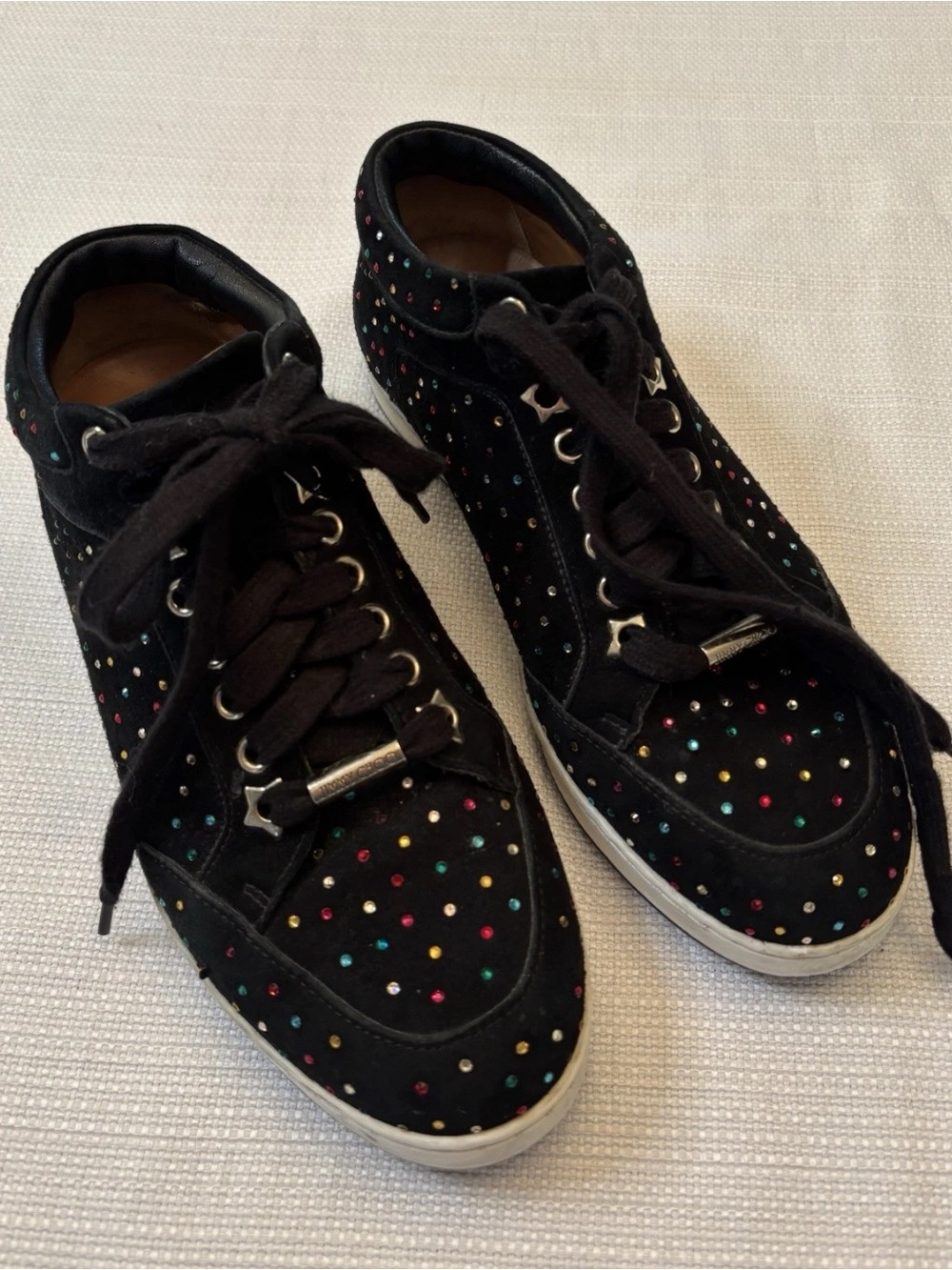 Jimmy Choo Miami Trainer Women 36 US 5.5-6 Black Suede Multicolor Sneakers